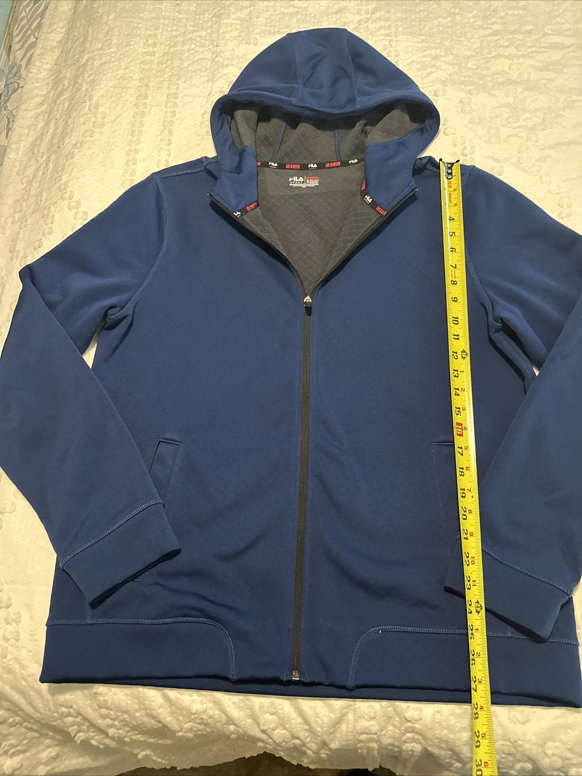 Felpa con cappuccio con cerniera completa Fila XL blu intenso