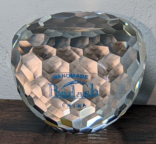 Handmade BADASH Classic 2" Faceted Crystal Paperweight Round Excellent Free Ship - Picture 4 of 6
