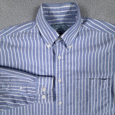 VTG Abercrombie Fitch Shirt Mens XL 15 Blue Striped OCBD Oxford Button Down Ivy