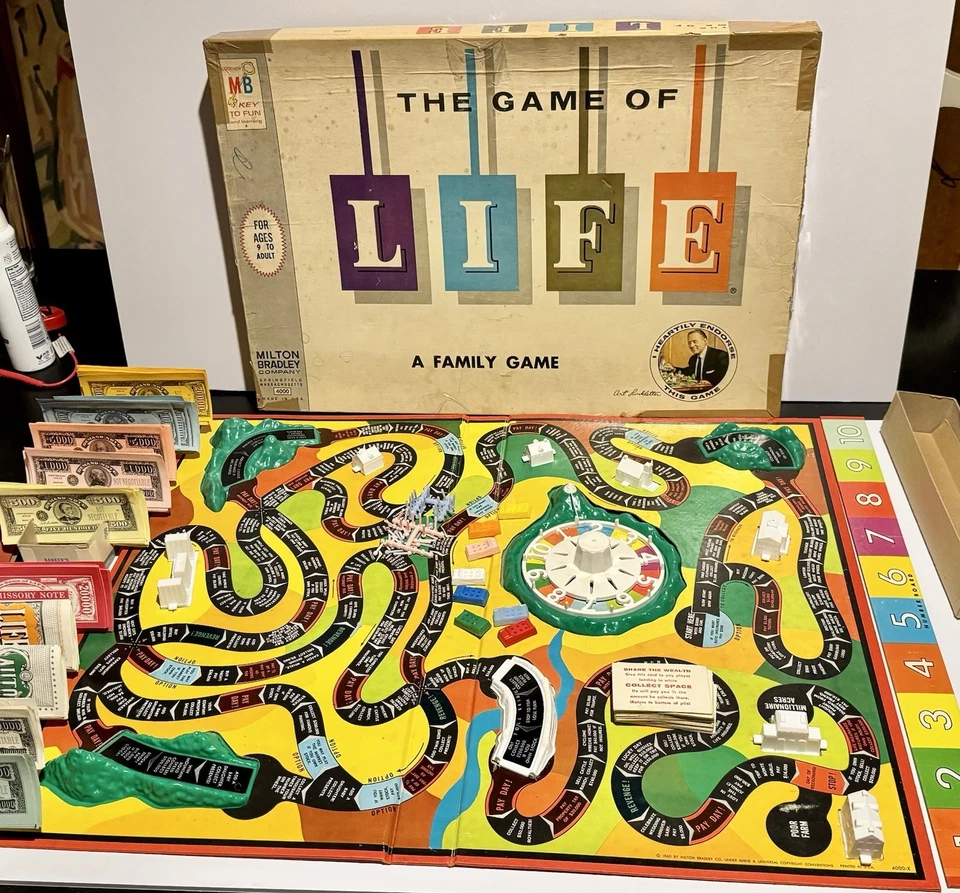 1960 The Game of Life Board Game MB COMPLETE Vintage 1st Edition 4000-X  - Image 2 of 4