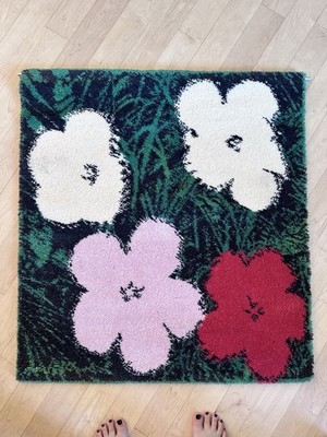 Vintage 80s Andy Warhol Flowers Rug Tapestry Wall Hanging Ege Living With Art