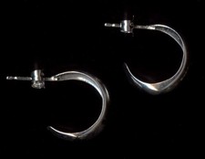 14K Fine Solid White Gold 13mm Half Hoop Round Circle Stud Earrings yD