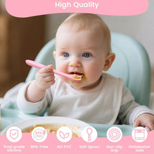 8-Piece Silicone Baby Spoons, First Stage Infant Self Feeding Spoons, Soft-Ti...
