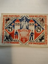 German Bielefeld 25 Mark Linen Notgeld from July 15th, 1921