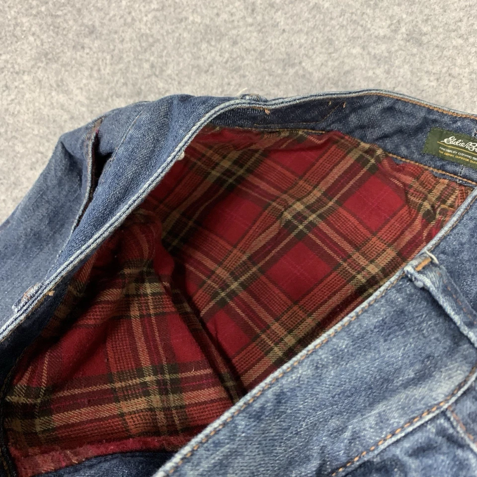 Eddie Bauer Jeans Women's 8 Tall Flannel Lined Straight Fit High Rise Dark Wash - Image 4 of 4