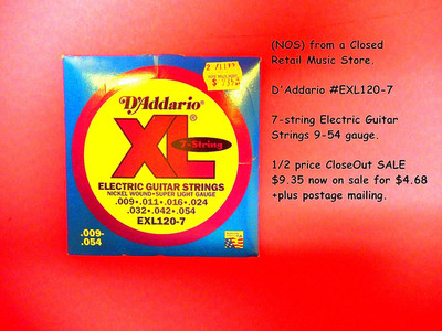 D'Addario EXL120-7, 7-string Electric guitar Strings, 009-054 gauge