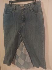 Vintage Denim Skirt Size 12 Patchwork Boho Upcycled Y2k Western