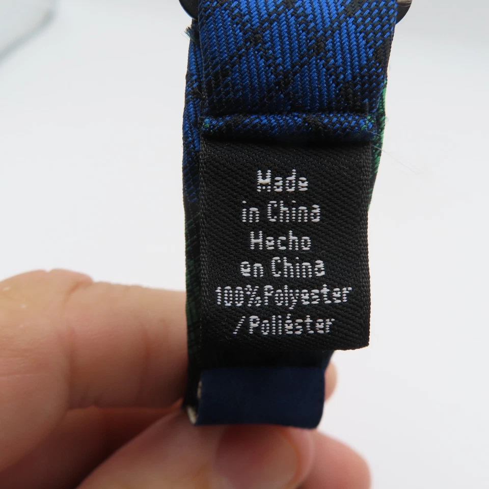 Wembley Bow Tie Polyester Green Blue Plaid 2.25" Wide Pre Tied - Image 4 of 4