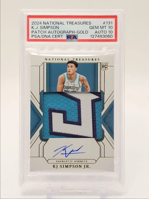 KJ SIMPSON JR. 2024-25 NATIONAL TREASURES RPA ROOKIE GOLD AUTO /10 PSA 10 Q5492