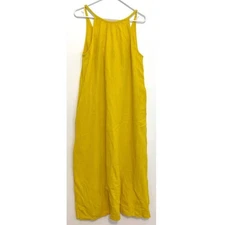 UNIVERSAL THREAD Scoop Back Maxi Shift Dress Yellow 100% Cotton Sundress Medium