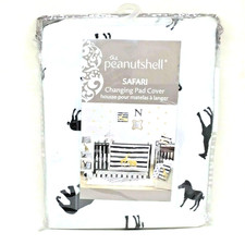 Peanutshell Safari Baby Changing Pad Cover Black White Jungle Animals NEW