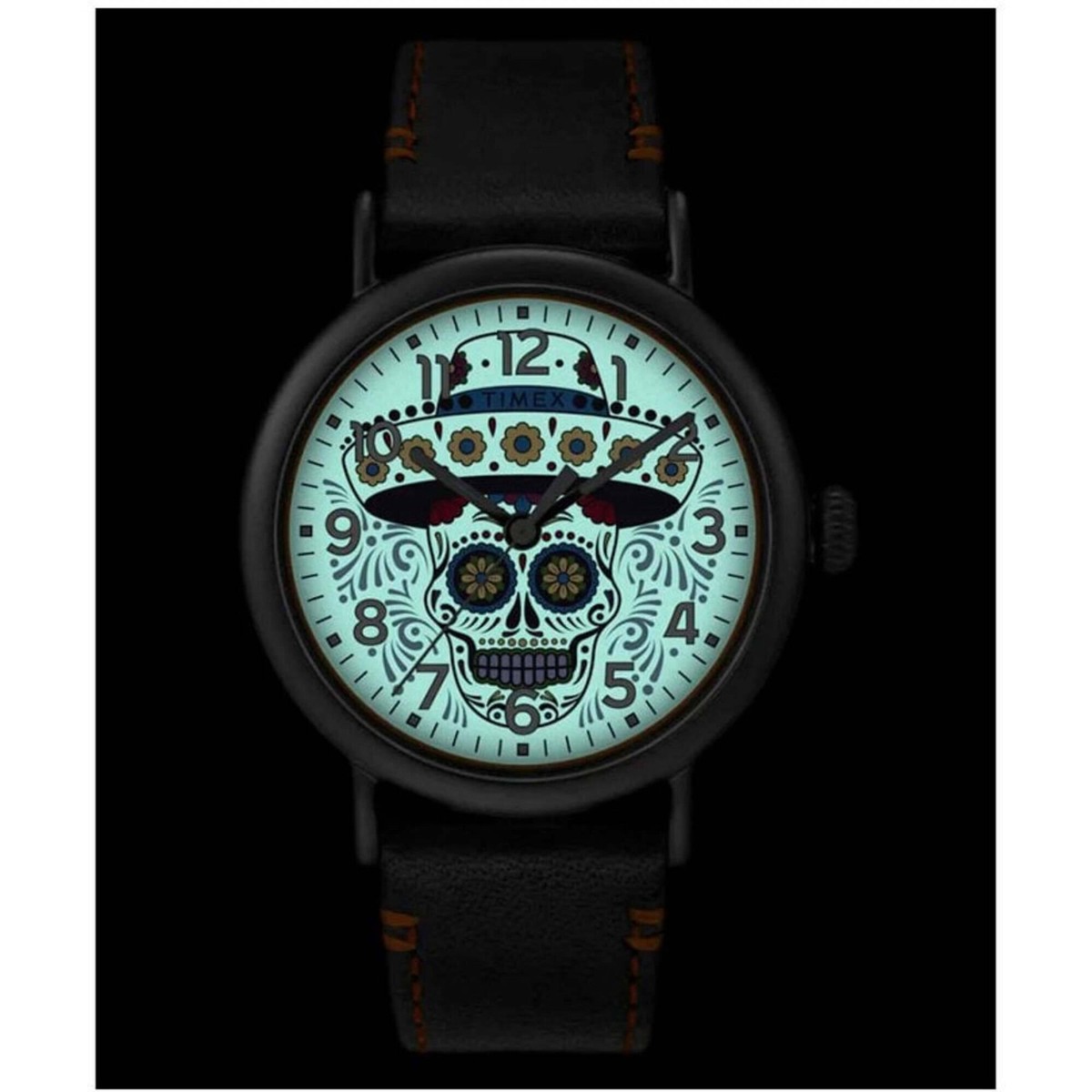 Timex Men's Watch Standard Dia de los Muerto Orange Dial Black