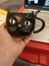 CM-2024 Target Hyde and Eek 15.5oz Figural Cat Mug Stoneware Black Halloween NEW