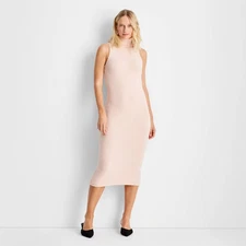 Women's Sleeveless Fuzzy Sweater Midi Dress - Future Collective Size L