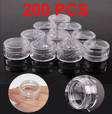 BEAUTICOM 200 Pack 5 gram Sample Jars high quality Clear Lid cosmetic makeup Pot Lip Balm