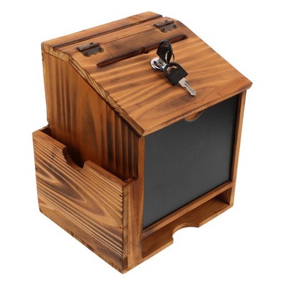 Home Wall Mount Lockable Mailbox Crafted from Solid Wood for Mail Votes and Tips