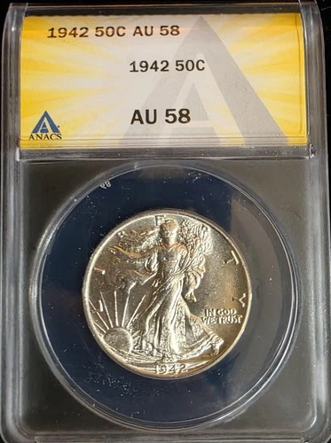 1942 50C Walking Liberty Half Dollar ANACS AU 58 Philadelphia (134)