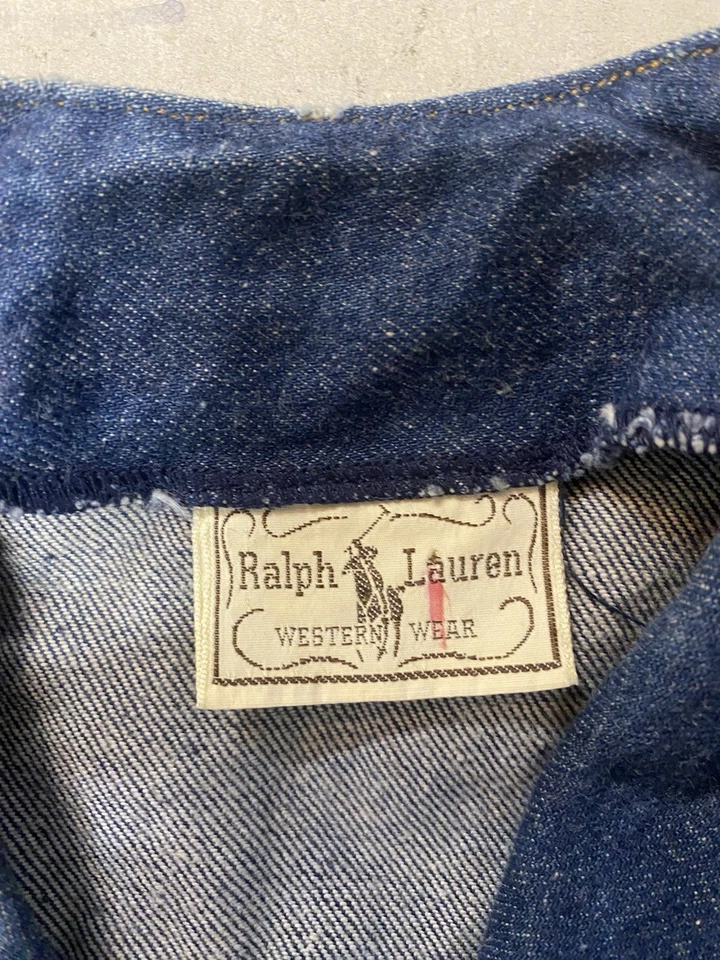 Chaleco Vaquero Oscuro Ralph Luaren Western Wear Años 80 De Colección Con Detalles De Cuero Foto 2 de 4