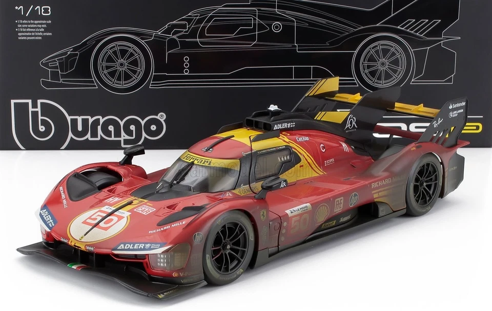 Ferrari 499P #50 24H Le Mans 2024 "DIRTY VERSION" BBurago 1/18 18-16312D-Vet - Immagine 2 di 4