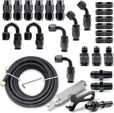 6AN PTFE Fuel Line Kit, Nylon Stainless Steel Braided Fuel Hose, LS Swap EFI E85