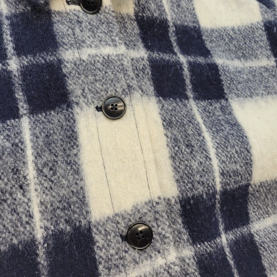 Camisa chaqueta Madewell Walton para mujer mediana azul a cuadros mezcla de lana de gran tamaño Foto 3 de 4