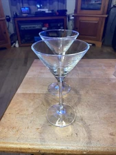 Set of 2 Clear Martini Glass  6.5in Tall