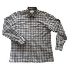 Canali Shirt Men XL Gray Plain Button Front Long Sleeve Cotton Made in Italy
