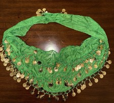 9 PCs Belly Dance Skirt Scarf Hip Wrap Belt Wholesale Chiffon Gold Coins