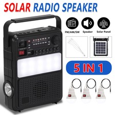 Portable 3 Band Radio AM/FM/SW Bluetooth Speaker Solar Rechargeable Flash Light