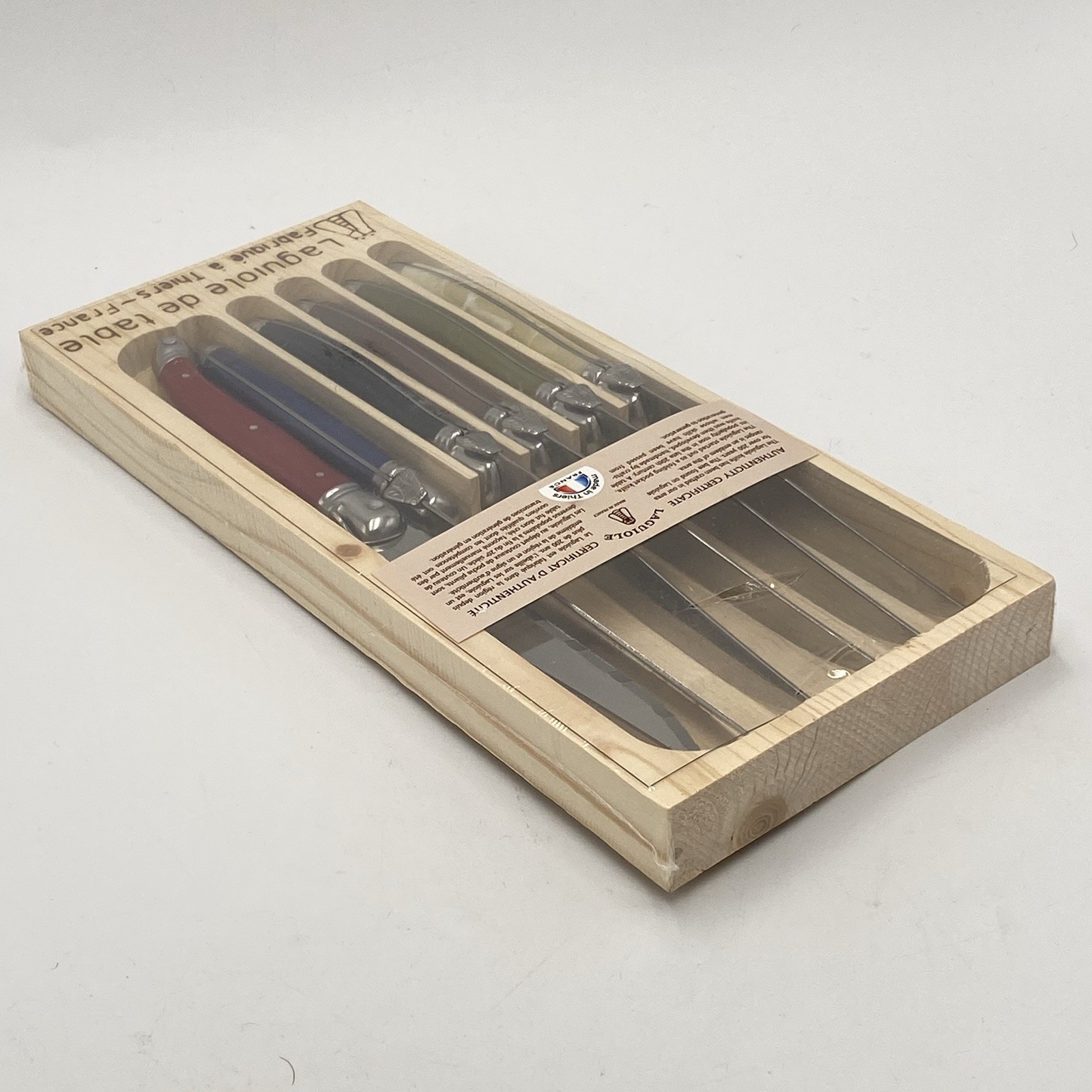 Jean Dubost Laguiole de table Steak Knives Set of 6 Multi-Color France.