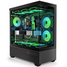 Gaming PC Case, Type-C ATX Computer Case with 6 PWM ARGB Fans Pre-Installed, ...