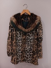 GUESS Los Angeles FW17 Emerald Tipped Leopard Faux Fur Coat Jacket M W73DE123005