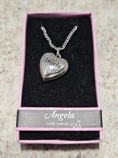 Mulberry Studios Heart Locket "With Love" Necklace 16-18" Chain Many Names Avail