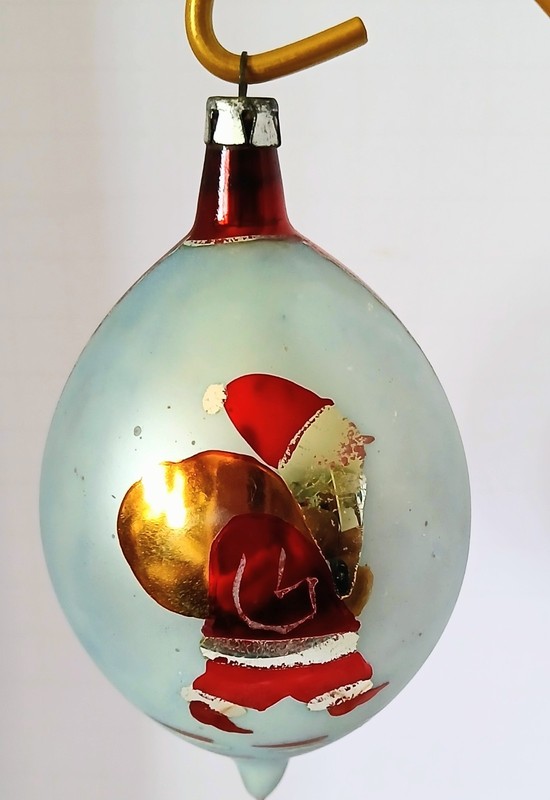 Vintage FANTASIA 4" SANTA CLAUS Teardrop Christmas  Tree Ornament