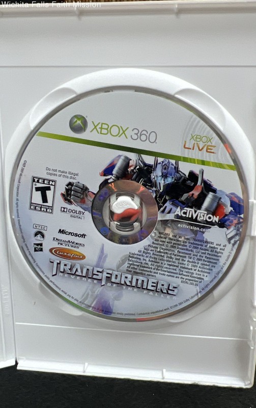 Transformers Revenge of the Fallen Xbox 360 Game Disc and Case
