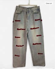 Women  s Sz XL High Waist Wide Leg Light Blue Denim Jeans Streetwear Urban Style