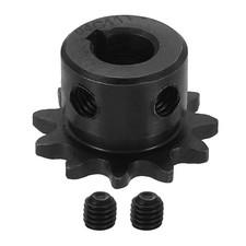 #25 Chain Roller Sprocket 8mm Bore 11 Tooth with 3x1.4mm Keyway Black
