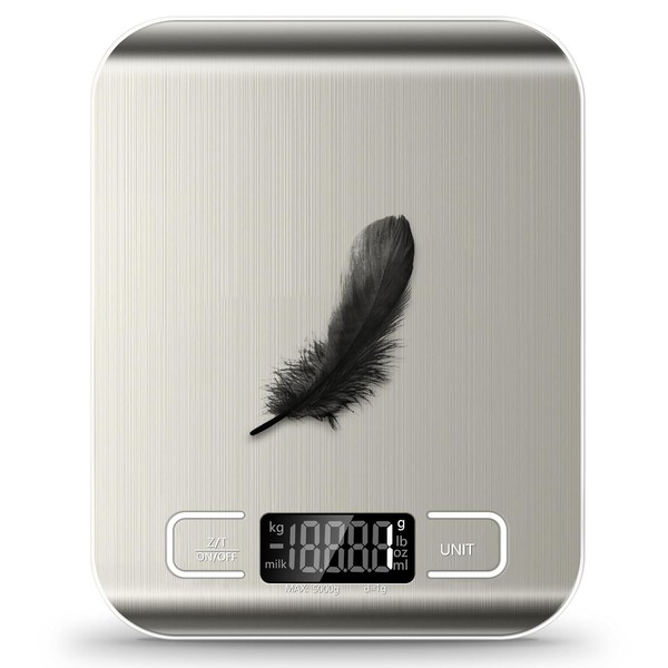 KüChenwaage 5Kg Edelstahl Mit 6 MaßEinheiten Tara-Funktion Lcd-Display 0,05G-1G-image