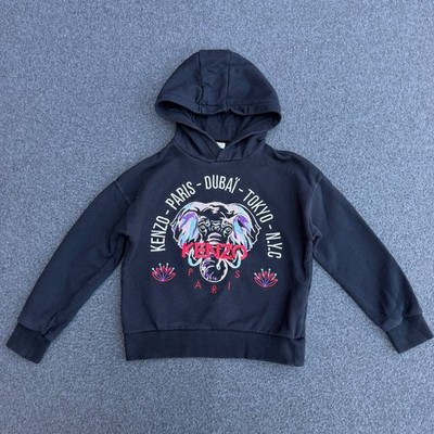 Kenzo Kinder Hoodie schwarz Elefant bestickt Alter 10 140