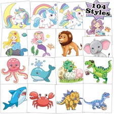 104 PCS Kids Temporary Tattoos for Kids Boys Girls Party Favors Dinosaur Unico