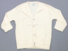 Rare Vintage IZOD Spell Out Crest Button Front Cardigan Sweater 70s 80s White L