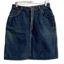 PS Gitano High-Waist Blue Denim Jean Skirt Size 15 28 Vintage 1983 Knee Length