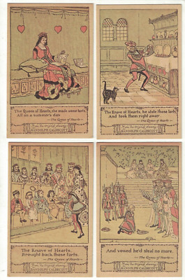 Set 4 Postkarten Die Königin der Herzen Sie machte einige Torten Kinderreim 1974