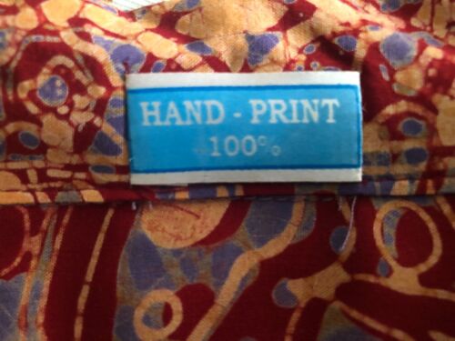 Vintage indische Textilbluse "Handdruck 100%" mit Knöpfen vorne Kurzarm - Bild 11 von 11