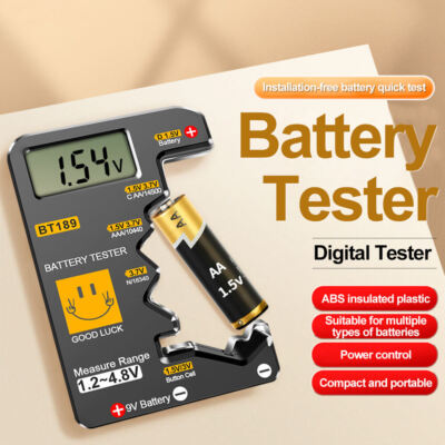 BT189 9V Knopfbatterietester N D C AA AAA Universal LCD Display Tester
