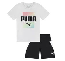 Puma Boy's 2-Piece T-Shirt & Shorts Set White Size 5 4375