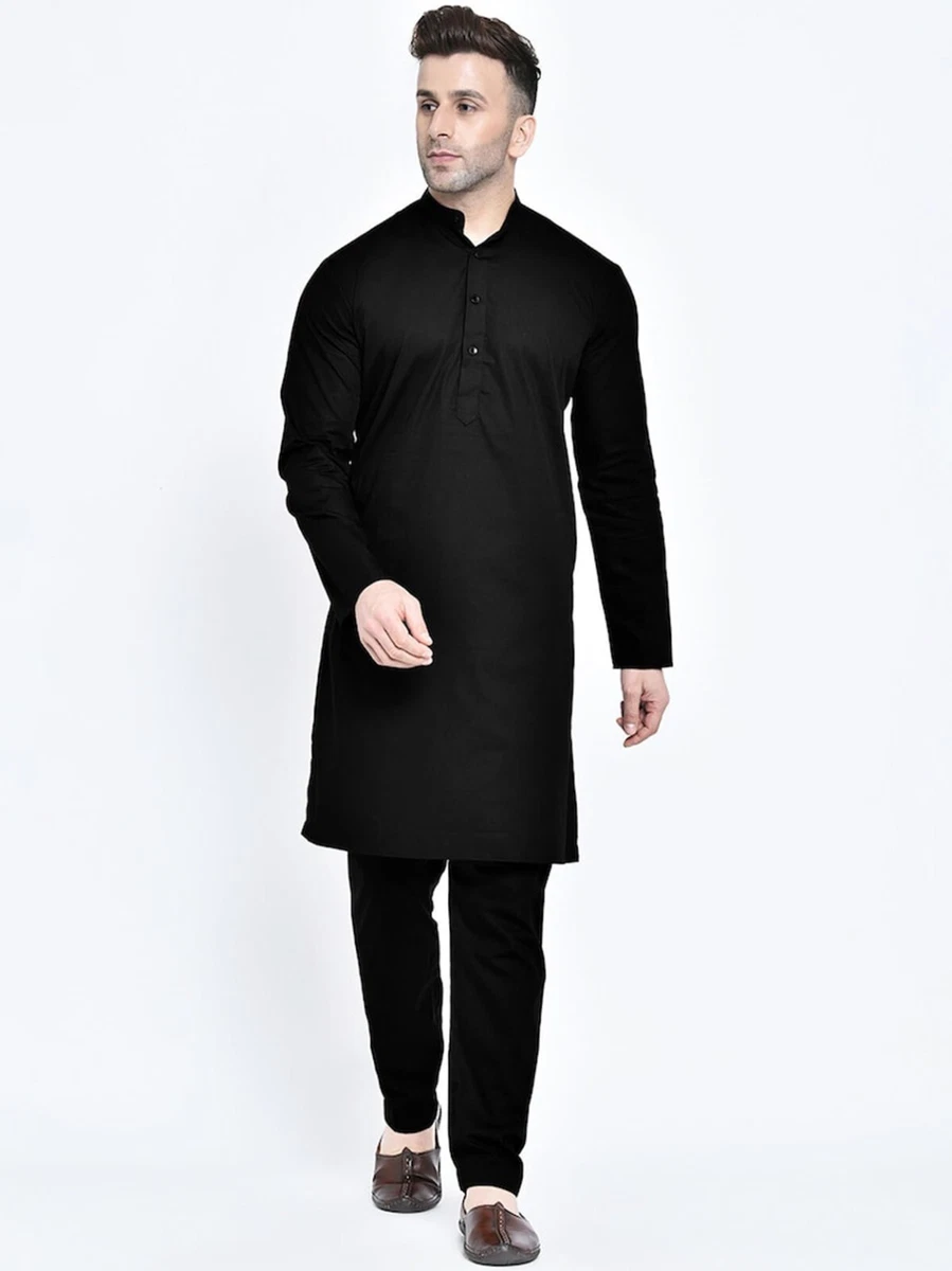 Indian Men kurta Pajama Set Cotton Shirt Wedding Party Wear Men