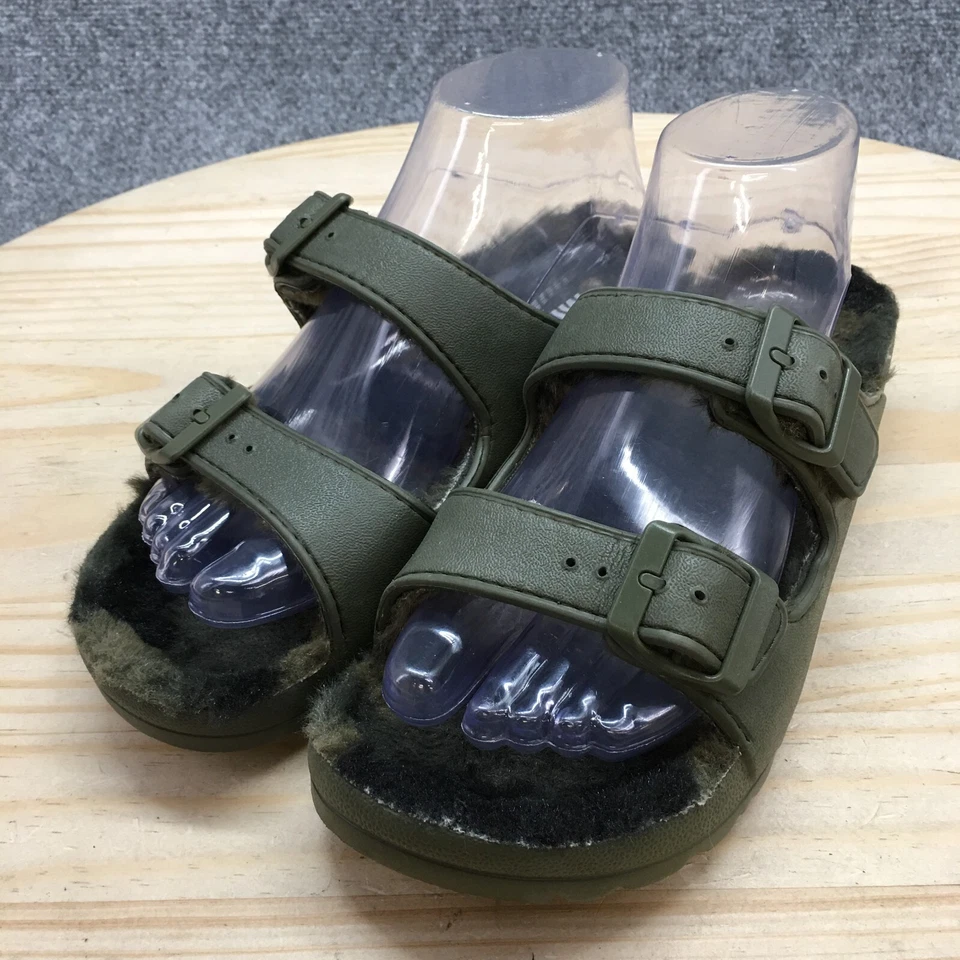 Sandalias Mia para mujer 7 deslizables oliva informales punta abierta hebilla correa piel sintética Foto 3 de 4