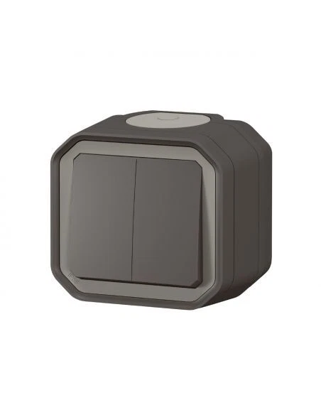 LEGRAND Commande double interrupteur ou poussoir Plexo complet saillie anthracite LEGRAN