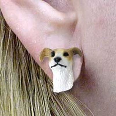 Greyhound Tan Tiny One Dog Head Post Earrings Jewelry
